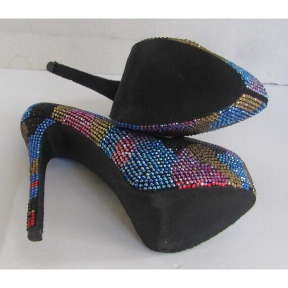 Steve Madden Dyvinal Heels Multi Colored Camouflage Rhinestone Size 6.5 - Picture 8 of 9